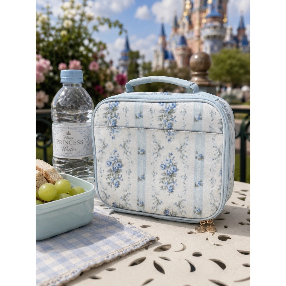 LoveShackFancy x Pottery Barn Teen Blue Floral Stripe Insulated Lunch Bag